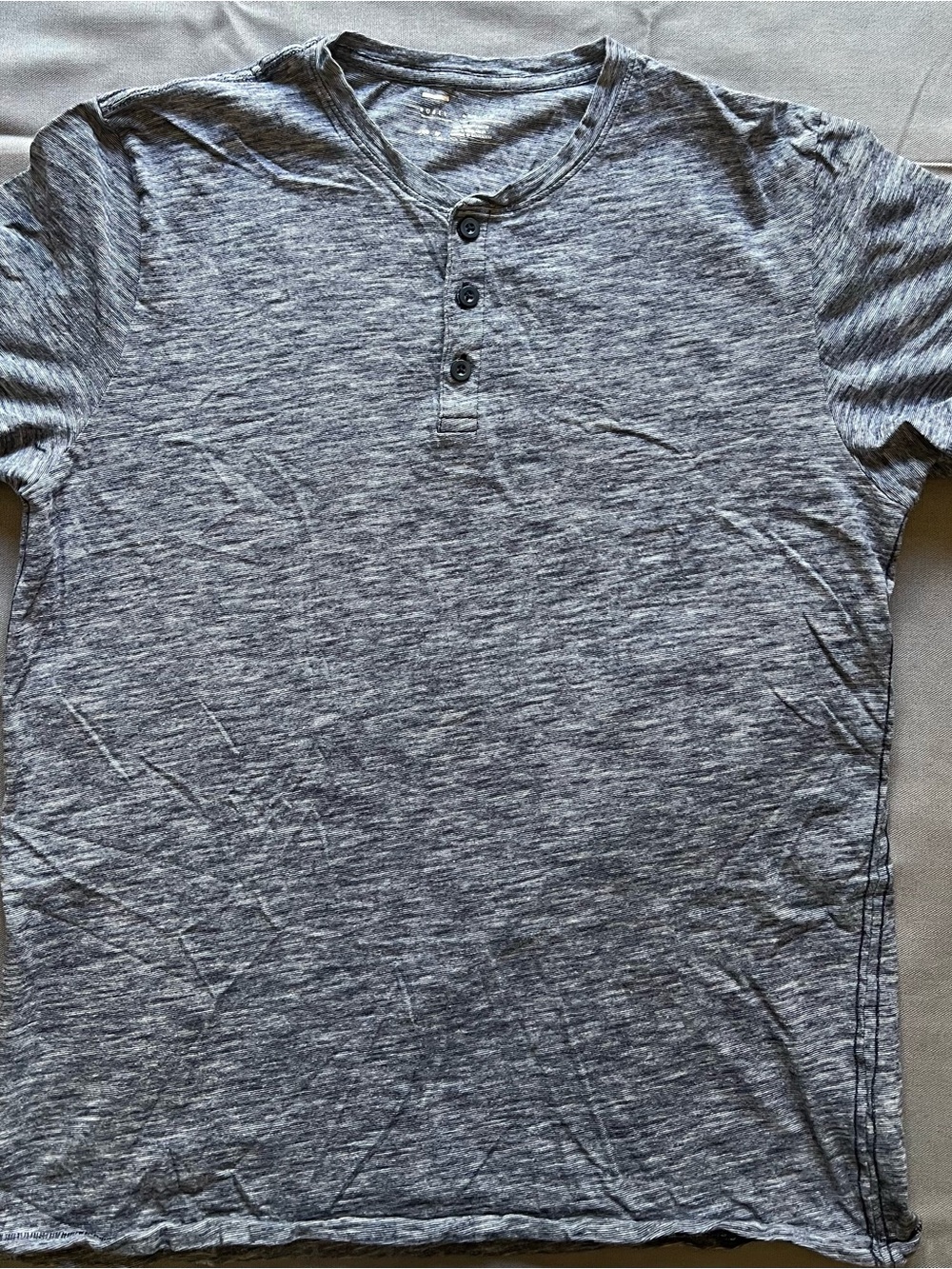 Casual Grey Short-Sleeve Henley Tee
